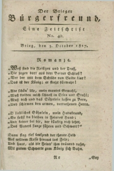 Der Brieger Bürgerfreund : eine Zeitschrift. [Jg.9], No. 40 (3 October 1817) + dod.