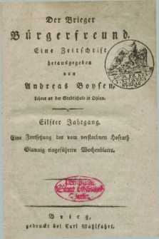 Der Brieger Bürgerfreund : eine Zeitschrift. Jg.11, No. 1 (1 Januar 1819) + dod. + wkładka