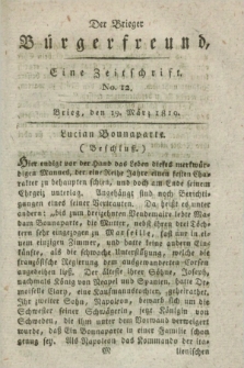 Der Brieger Bürgerfreund : eine Zeitschrift. [Jg.11], No. 12 (19 März 1819) + dod.