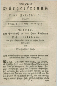 Der Brieger Bürgerfreund : eine Zeitschrift. [Jg.11], No. 37 (10 September 1819) + dod.