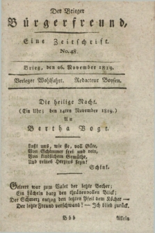Der Brieger Bürgerfreund : eine Zeitschrift. [Jg.11], No. 48 (26 November 1819) + dod.