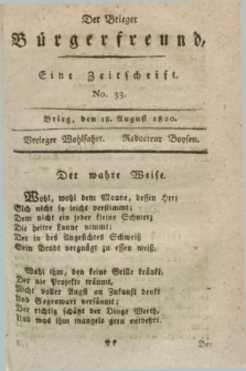 Der Brieger Bürgerfreund : eine Zeitschrift. [Jg.12], No. 33 (18 August 1820) + dod.