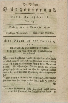 Der Brieger Bürgerfreund : eine Zeitschrift. [Jg.12], No. 45 (10 November 1820) + dod.