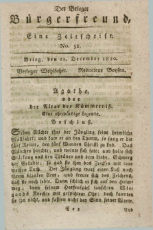 Der Brieger Bürgerfreund : eine Zeitschrift. [Jg.12], No. 51 (22 December 1820) + dod.