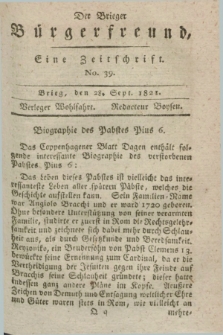 Der Brieger Bürgerfreund : eine Zeitschrift. [Jg.13], No. 39 (28 September 1821) + dod.