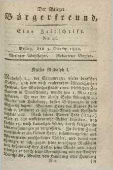 Der Brieger Bürgerfreund : eine Zeitschrift. [Jg.13], No. 40 (5 October 1821) + dod.