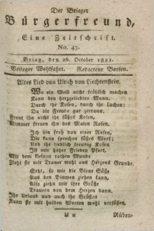 Der Brieger Bürgerfreund : eine Zeitschrift. [Jg.13], No. 43 (26 October 1821) + dod.