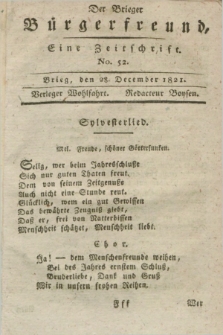 Der Brieger Bürgerfreund : eine Zeitschrift. [Jg.13], No. 52 (28 December 1821) + dod.