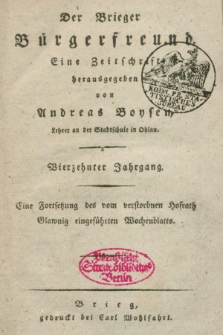 Der Brieger Bürgerfreund : eine Zeitschrift. Jg.14, No. 1 (4 Januar 1822) + dod.