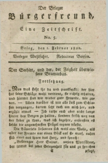 Der Brieger Bürgerfreund : eine Zeitschrift. [Jg.14], No. 5 (1 Februar 1822) + dod.