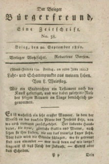 Der Brieger Bürgerfreund : eine Zeitschrift. [Jg.14], No. 38 (20 September 1822) + dod.