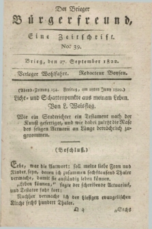 Der Brieger Bürgerfreund : eine Zeitschrift. [Jg.14], No. 39 (27 September 1822) + dod.