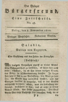 Der Brieger Bürgerfreund : eine Zeitschrift. [Jg.14], No. 45 (8 November 1822) + dod.