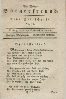 Der Brieger Bürgerfreund : eine Zeitschrift. [Jg.14], No. 52 (27 December 1822) + dod.