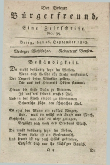 Der Brieger Bürgerfreund : eine Zeitschrift. [Jg.15], No. 39 (26 September 1823) + dod.