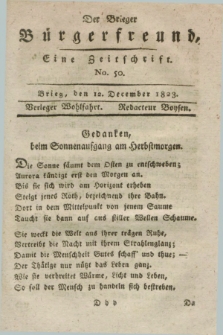 Der Brieger Bürgerfreund : eine Zeitschrift. [Jg.15], No. 50 (12 December 1823) + dod.