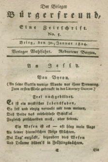 Der Brieger Bürgerfreund : eine Zeitschrift. [Jg.16], No. 5 (30 Januar 1824) + dod.