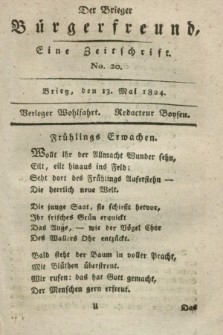 Der Brieger Bürgerfreund : eine Zeitschrift. [Jg.16], No. 20 (13 Mai 1824) + dod.