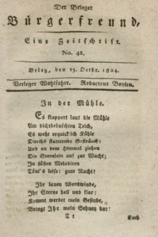 Der Brieger Bürgerfreund : eine Zeitschrift. [Jg.16], No. 42 (15 October 1824) + dod.