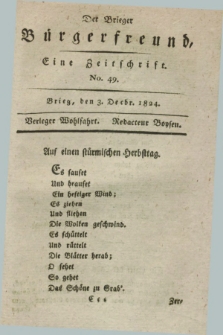 Der Brieger Bürgerfreund : eine Zeitschrift. [Jg.16], No. 49 (3 December 1824) + dod.
