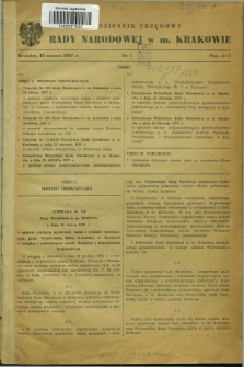 Dziennik Urzędowy Rady Narodowej w M. Krakowie. 1957, nr 1 (15 marca)