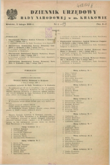 Dziennik Urzędowy Rady Narodowej w M. Krakowie. 1958, nr 1 (3 lutego)