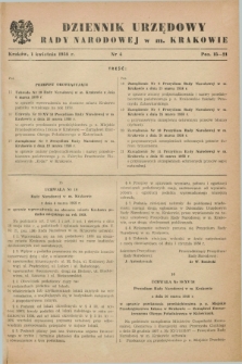 Dziennik Urzędowy Rady Narodowej w M. Krakowie. 1958, nr 4 (1 kwietnia)