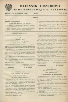 Dziennik Urzędowy Rady Narodowej w M. Krakowie. 1958, nr 14 (25 listopada)