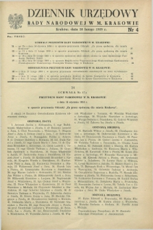 Dziennik Urzędowy Rady Narodowej w M. Krakowie. 1959, nr 4 (28 lutego)