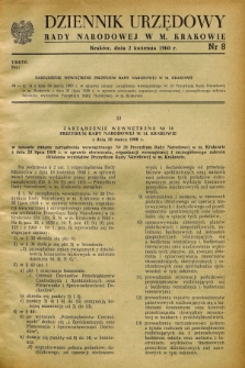 Dziennik Urzędowy Rady Narodowej w m. Krakowie. 1960, nr 8 (2 kwietnia)