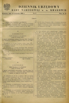 Dziennik Urzędowy Rady Narodowej w M. Krakowie. 1960, nr 9 (30 kwietnia)