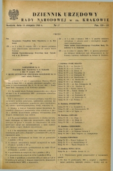 Dziennik Urzędowy Rady Narodowej w M. Krakowie. 1960, nr 17 (18 sierpnia)