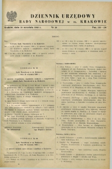 Dziennik Urzędowy Rady Narodowej w M. Krakowie. 1960, nr 20 (30 września)