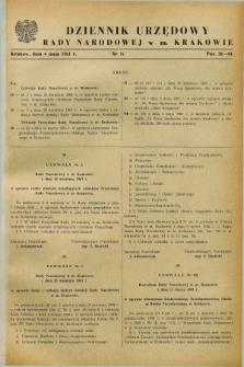 Dziennik Urzędowy Rady Narodowej w M. Krakowie. 1961, nr 11 (4 maja)