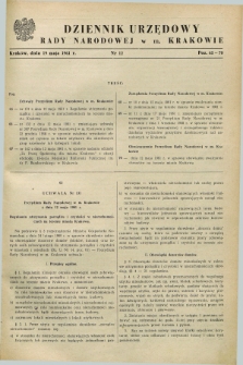 Dziennik Urzędowy Rady Narodowej w M. Krakowie. 1961, nr 12 (19 maja)