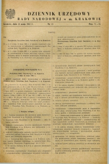 Dziennik Urzędowy Rady Narodowej w M. Krakowie. 1961, nr 13 (22 maja)