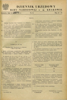 Dziennik Urzędowy Rady Narodowej w M. Krakowie. 1961, nr 14 (16 czerwca)