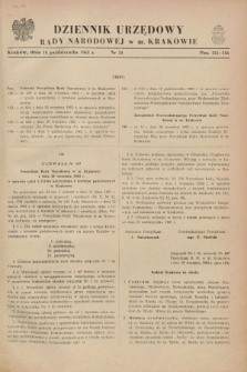 Dziennik Urzędowy Rady Narodowej w M. Krakowie. 1962, nr 24 (18 października)