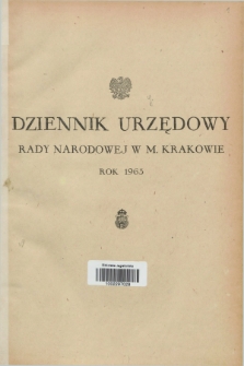 Dziennik Urzędowy Rady Narodowej w M. Krakowie. 1963, Skorowidz alfabetyczny