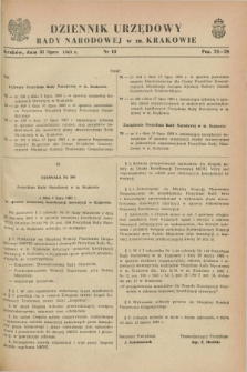 Dziennik Urzędowy Rady Narodowej w M. Krakowie. 1963, nr 13 (31 lipca)