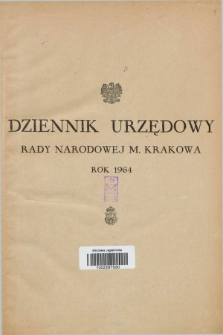 Dziennik Urzędowy Rady Narodowej w M. Krakowie. 1964, Skorowidz alfabetyczny