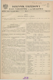 Dziennik Urzędowy Rady Narodowej w M. Krakowie. 1964, nr 1 (6 stycznia)