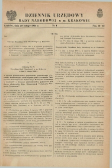 Dziennik Urzędowy Rady Narodowej w M. Krakowie. 1964, nr 4 (29 lutego)