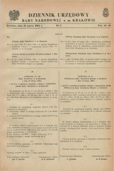 Dziennik Urzędowy Rady Narodowej w M. Krakowie. 1964, nr 5 (16 marca)