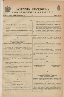 Dziennik Urzędowy Rady Narodowej w M. Krakowie. 1964, nr 7 (3 kwietnia)
