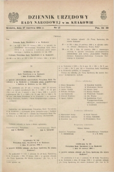 Dziennik Urzędowy Rady Narodowej w M. Krakowie. 1964, nr 15 (27 czerwca)
