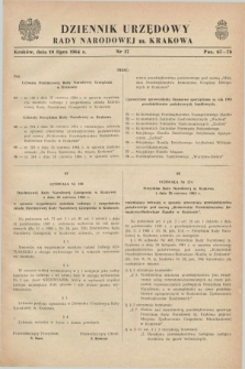 Dziennik Urzędowy Rady Narodowej M. Krakowa. 1964, nr 17 (18 lipca)