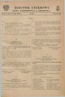 Dziennik Urzędowy Rady Narodowej M. Krakowa. 1965, nr 10 (15 maja)