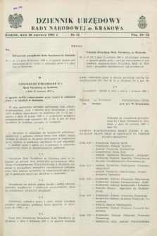 Dziennik Urzędowy Rady Narodowej M. Krakowa. 1965, nr 15 (30 czerwca) + dod.