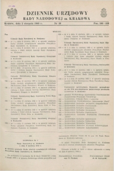 Dziennik Urzędowy Rady Narodowej M. Krakowa. 1965, nr 19 (2 sierpnia)